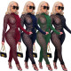 Women's Sexy Mesh Patchwork Personalized Print Jumpsuit