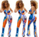 Women Summer Fashion Tie Dye Sleeveless Jumpsuit