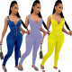 Women Summer Sleeveless Faux Denim Jumpsuit