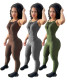 Women Fashion Sexy Sleeveless Solid Jacquard Jumpsuit