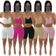 Summer women's sexy low-cut strap low-waist slim solid color Two Piece women's Shorts Set