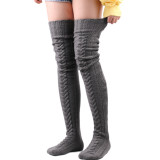 Woolen foot warmer stockings autumn and winter solid color over-the-knee socks stockings pile pile socks thick women's socks