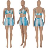 Women's Print Fashion Sexy Two Piece Shorts Set