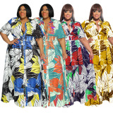 Summer Printed Long Casual Two-Wear Plus Size Women's Dress