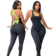Women Sexy Black Contrast Patchwork Jumpsuit