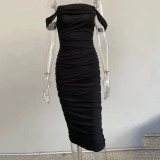 Summer Women Off Shoulder Solid Long Dress