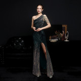 Women Sequins Celebrity Party Sexy Long Slim Evening Dress