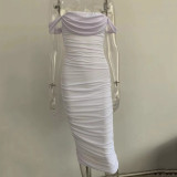 Summer Women Off Shoulder Solid Long Dress