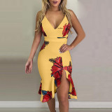 women's suspender irregular skirt dress