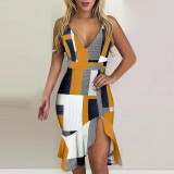 women's suspender irregular skirt dress