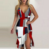 women's suspender irregular skirt dress