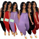 Women Letter Print With Pockets Casual Jumpsuit