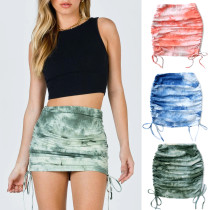 Women's Knitted Skirt Rib Drawstring Sexy Tie Dye slim Skirt Women's Knitted Skirt Rib Drawstring Sexy Tie Dye slim Skirt