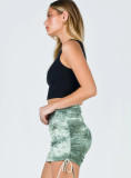 Women's Knitted Skirt Rib Drawstring Sexy Tie Dye slim Skirt