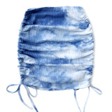 Women's Knitted Skirt Rib Drawstring Sexy Tie Dye slim Skirt