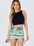 Women's Knitted Skirt Rib Drawstring Sexy Tie Dye slim Skirt