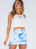 Women's Knitted Skirt Rib Drawstring Sexy Tie Dye slim Skirt