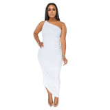 Casual sexy bodycon skirt Slash shoulder slim dress