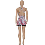 Women's Printed Backless Slim Playsuit