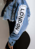 Long sleeve patch mini denim jacket