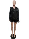 Fashion Shirt Shorts Tassel Casual Two Piece Set