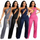 Women's Sleeveless Sexy Zipper Keyhole Jumpsuit