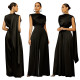 Summer Sexy Solid Color Round Neck Shawl Jumpsuit