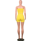 letter printed casual strapless patchwork sporty summer two-piece