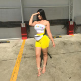 letter printed casual strapless patchwork sporty summer two-piece