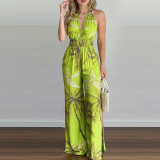 Women Elegant Print Sleevless Jumpsuit