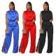 Women Solid Sleeveless Pile Neck Split Jumpsuit