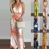 Women Elegant Print Sleevless Jumpsuit
