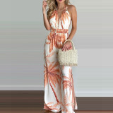 Women Elegant Print Sleevless Jumpsuit