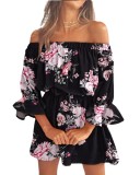 Sexy Fashion Off Shoulder Floral Print Casual Dress