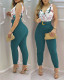 Contrast Print V-Neck Jumpsuit