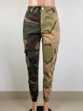 Women's Fashion Style Contrast Patchwork Camo Cargo Pants