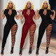 Summer Women's Fashion Casual Ripped Bodysuit
