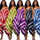 Women's Positioning Print Fashion Straps Slit Loose Jumpsuit