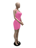 Summer Short Sleeve Solid Color Sling Women's Dress