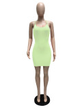 Summer Short Sleeve Solid Color Sling Women's Dress