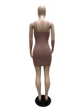 Summer Short Sleeve Solid Color Sling Women's Dress