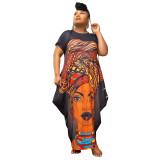 Women's Positioning Print Pocket Plus Size Loose Plus Size Plus Size Dress Women