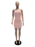 Summer Short Sleeve Solid Color Sling Women's Dress