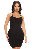 Summer Short Sleeve Solid Color Sling Women's Dress
