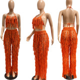 Sexy See-Through Knitting Hook and Fringe Beach Suit