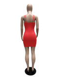 Summer Short Sleeve Solid Color Sling Women's Dress