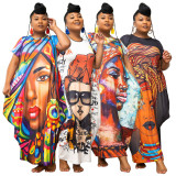 Women's Positioning Print Pocket Plus Size Loose Plus Size Plus Size Dress Women