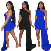 Women Fashion Sexy Slash Shoulder Fringe Dress Women