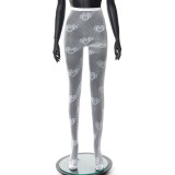 Fashion Women's Spring Sexy Cutout See-Through High Waist Mesh Pants