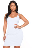 Summer Short Sleeve Solid Color Sling Women's Dress